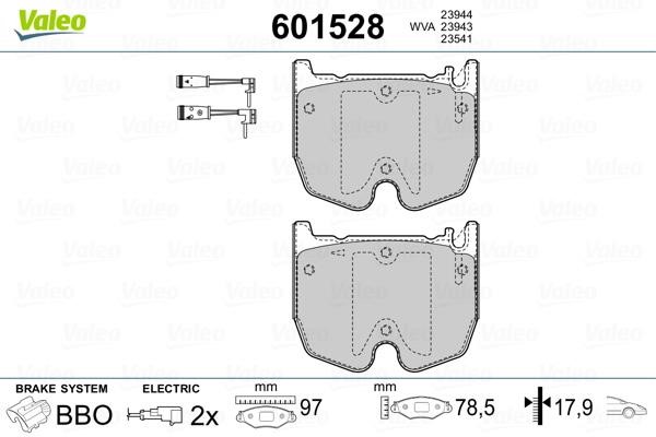 Valeo 601528 Front disc brake pads, set 601528