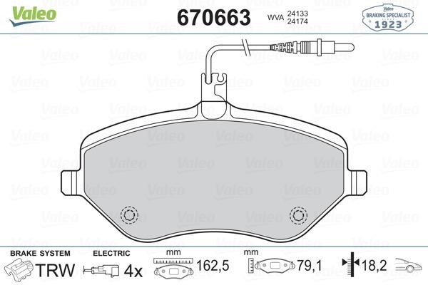 Valeo 670663 Brake Pad Set, disc brake 670663