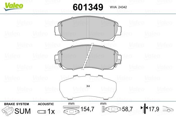 Valeo 601349 Brake Pad Set, disc brake 601349