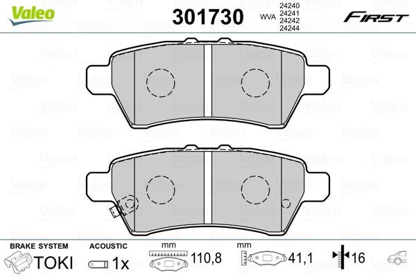 Valeo 301730 Brake pad set 301730 301730 Valeo Brake pad set