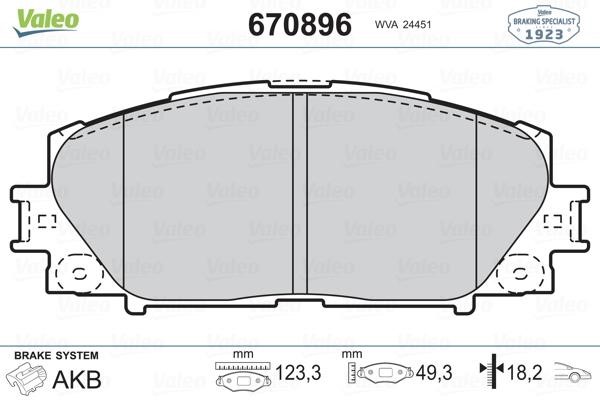 Valeo 670896 Brake Pad Set, disc brake 670896