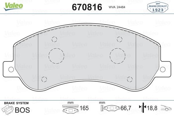 Valeo 670816 Brake Pad Set, disc brake 670816