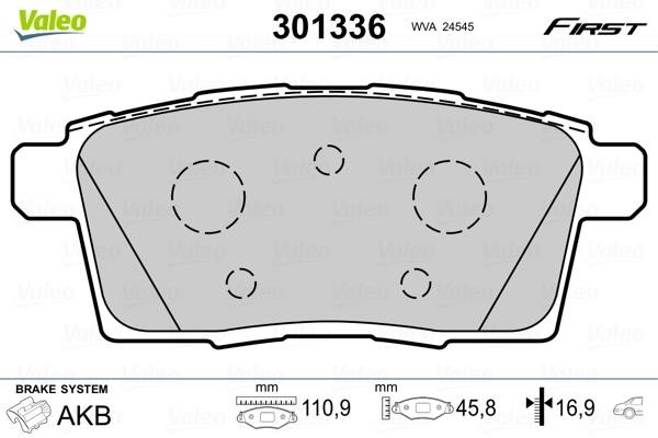 Valeo 301336 Rear disc brake pads, set 301336