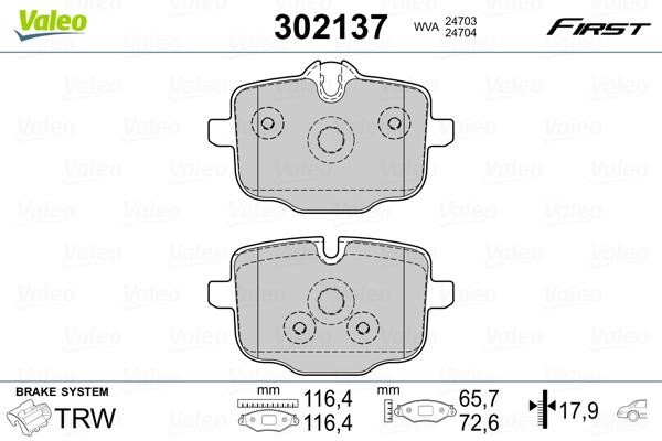 Valeo 302137 Front disc brake pads, set 302137