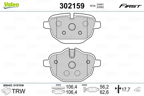 Valeo 302159 Rear disc brake pads, set 302159