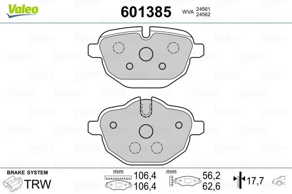 Valeo 601385 Brake Pad Set, disc brake 601385