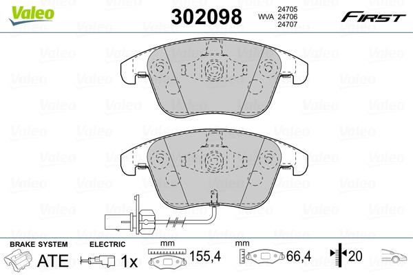 Valeo 302098 Front disc brake pads, set 302098