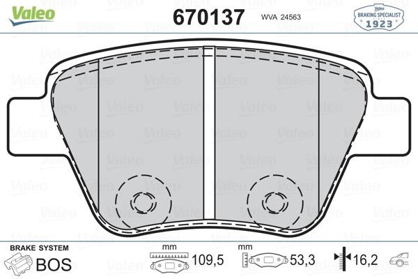 Valeo 670137 Brake Pad Set, disc brake 670137