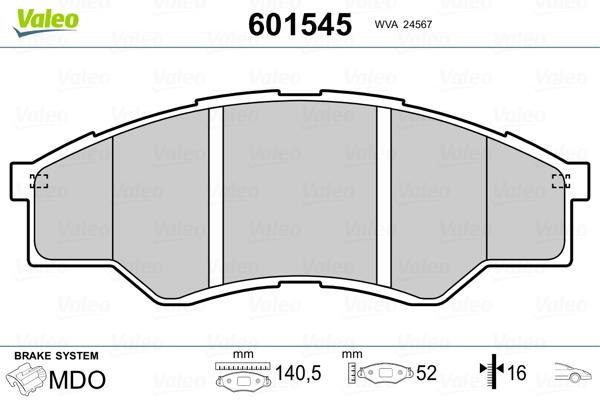 Valeo 601545 Front disc brake pads, set 601545