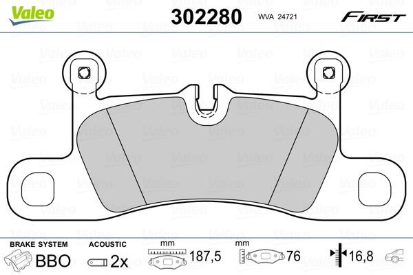 Valeo 302280 Rear disc brake pads, set 302280