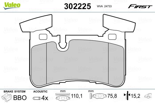 Valeo 302225 Front disc brake pads, set 302225