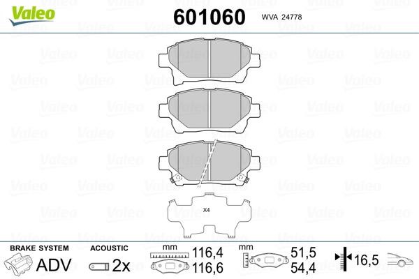 Valeo 601060 Brake pad set 601060 601060 Valeo Brake pad set