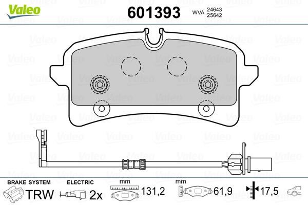 Valeo 601393 Brake Pad Set, disc brake 601393