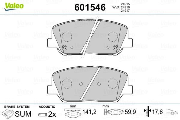 Valeo 601546 Front disc brake pads, set 601546