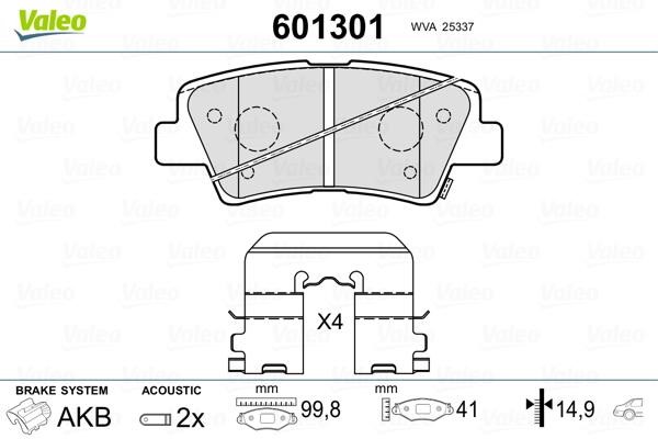 Valeo 601301 Brake Pad Set, disc brake 601301
