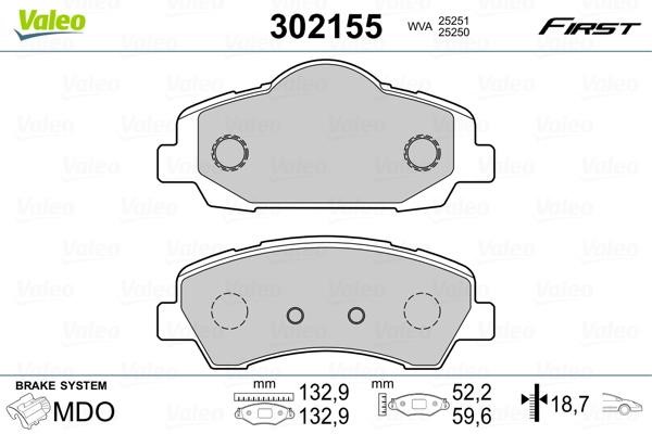 Valeo 302155 Front disc brake pads, set 302155