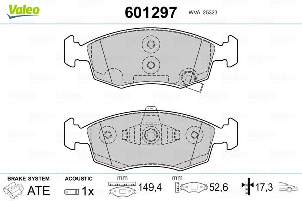 Valeo 601297 Brake Pad Set, disc brake 601297