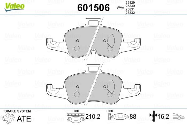 Valeo 601506 Front disc brake pads, set 601506
