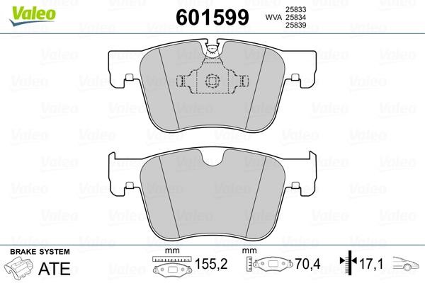Valeo 601599 Front disc brake pads, set 601599