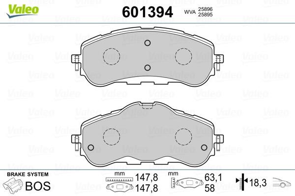 Valeo 601394 Brake Pad Set, disc brake 601394