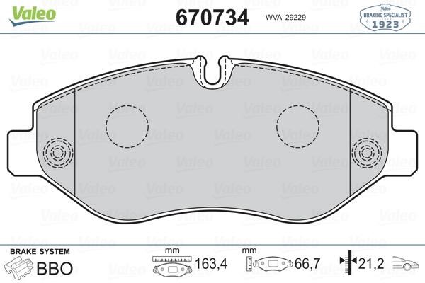 Valeo 670734 Brake pad set 670734 670734 Valeo Brake pad set