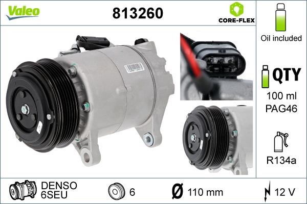 Valeo 813260 Compressor, air conditioning 813260