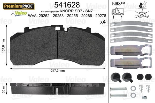 Valeo 541628 Rear disc brake pads, set 541628
