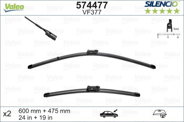 Valeo 574477 Frameless wiper set 600/475 574477