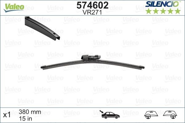 Valeo 574602 Rear wiper blade with lever 380 mm (15") 574602