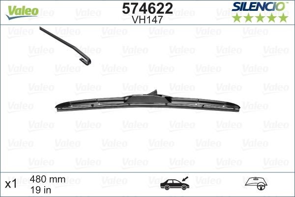 Valeo 574622 Hybrid Wiper Blade 480 mm (19") 574622