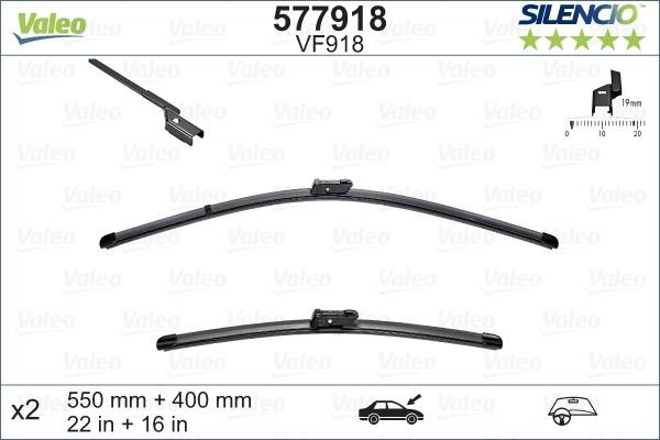 Valeo 577918 Wiper Blade Frameless 577918 577918 Valeo Wiper Blade Frameless