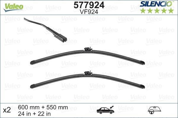 Set of frameless wiper blades 600/550 Valeo 577924
