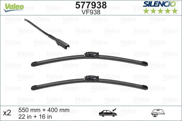 Valeo 577938 Frameless wiper set 550/400 577938