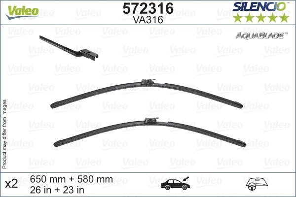 Window wipers Mercedes GLE: 572316 Valeo Wiper Blade