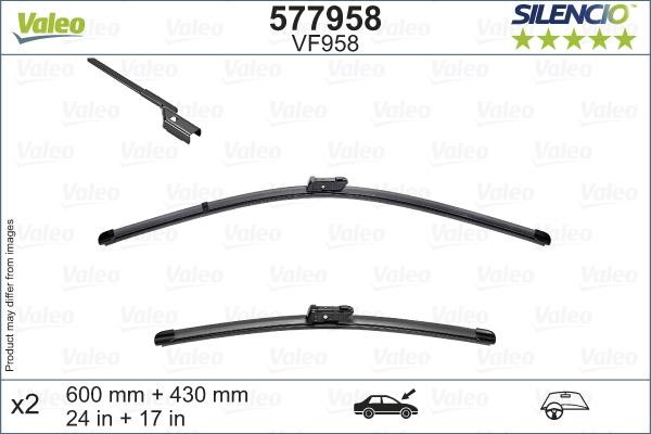 Valeo 577958 Set of frameless wiper blades 600/430 577958