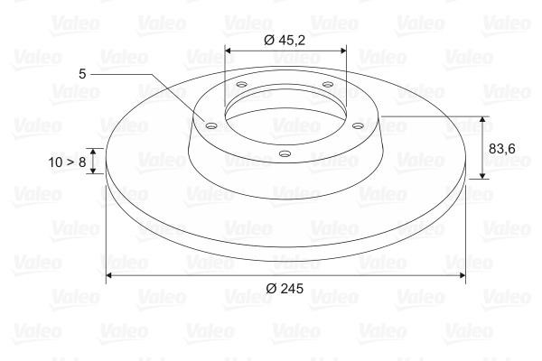 Rear brake disc, non-ventilated Valeo 186835