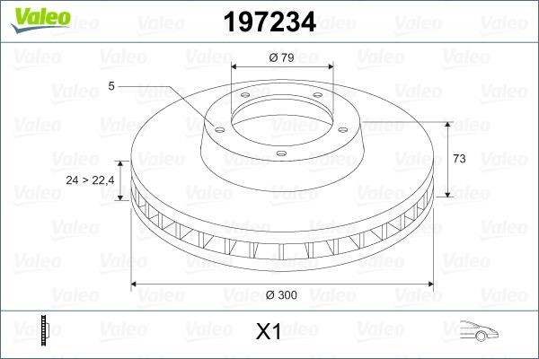 Valeo 197234 Front brake disc ventilated 197234