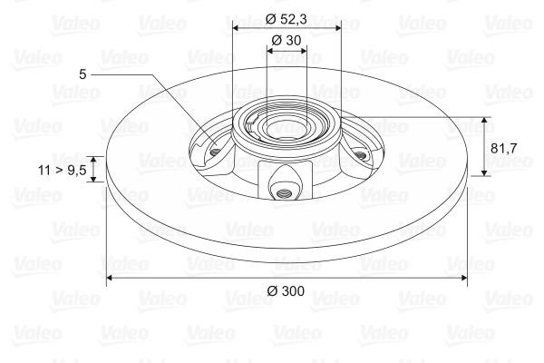 Valeo 197451 Rear brake disc, non-ventilated 197451