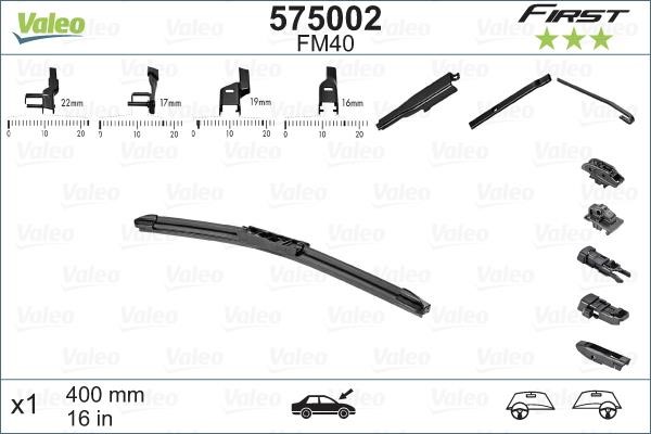 Valeo 575002 Wiper blade 400 mm (16") 575002