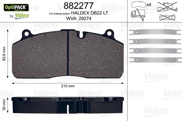 Valeo 882277 Rear disc brake pads, set 882277