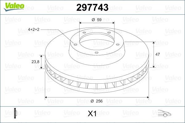 Valeo 297743 Front brake disc ventilated 297743