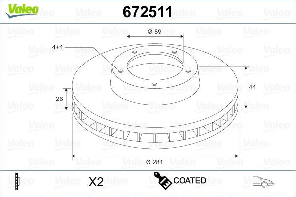 Valeo 672511 Brake disk 672511 672511 Valeo Brake disk