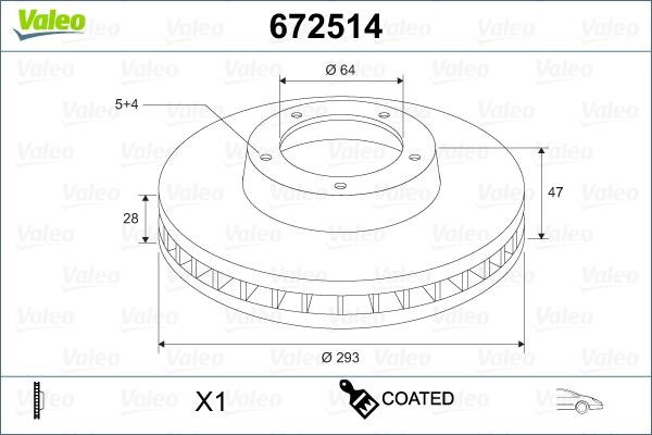 Valeo 672514 Brake disk 672514 672514 Valeo Brake disk