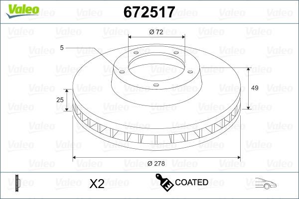 Valeo 672517 Brake disk 672517 672517 Valeo Brake disk