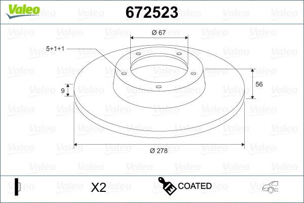 Brake system parts Chrysler Crossfire: 672523 Valeo Brake disk