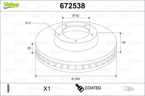 Valeo 672538 Brake disk 672538 672538 Valeo Brake disk