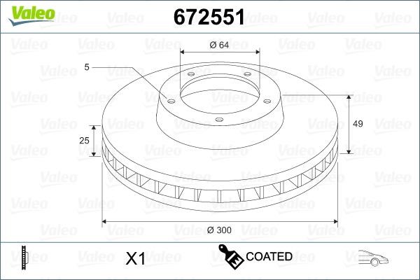 Valeo 672551 Brake disk 672551 672551 Valeo Brake disk