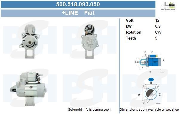 Starter motor Fiat Brava: 500518093050 BV PSH Starter