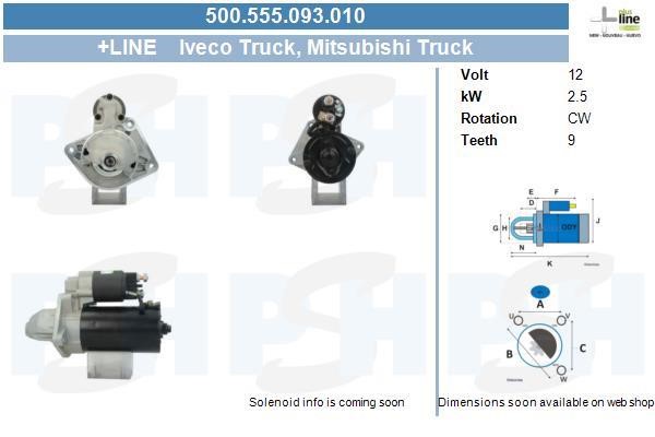 Engine starter motor Iveco Massif: 500555093010 BV PSH Starter