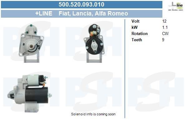 Engine starter motor Fiat Coupe: 500520093010 BV PSH Starter